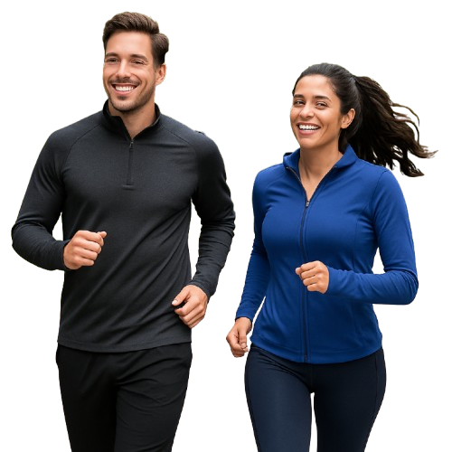 Couple jogging in fitness apparel